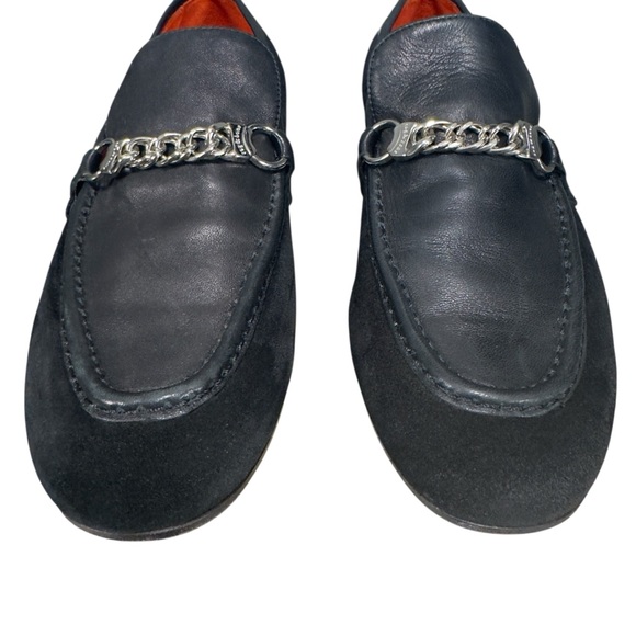rag & bone Black Leather and Suede Loafers with Silver Detail - Picture 4 of 11